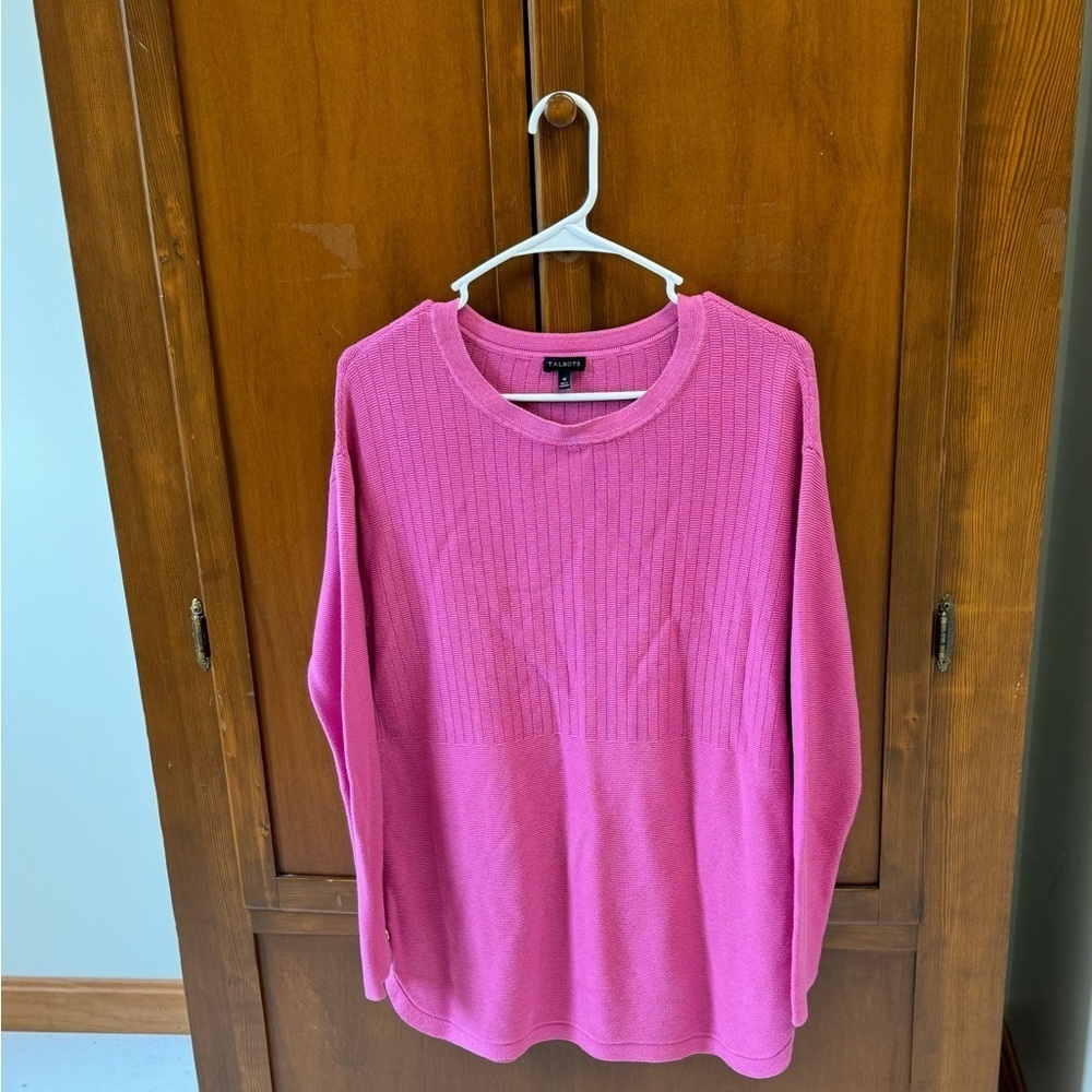 Talbots barbie pink tunic top sweater scoop neck med scoop neck